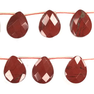 RED JASPER FACETED PEAR SD 15X20MM